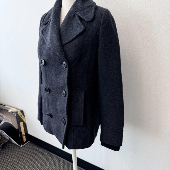 Zara Warm Wear TRF Pea Coat Women Dark Gray Black Wool Blend Lined Size Small - Picture 3 of 12